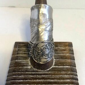 Michigan/Detroit Handcrafted Spoon Ring Set. Detailed Engraving And Detail. 10